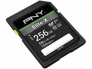 PNY Elite-X SD-Karte mit 256 GB, Lesen bis zu 100 MB/s, Class 10, UHS-I U3