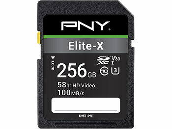 Speicherkarten U3: PNY Elite-X SD-Karte mit 256 GB, Lesen bis zu 100 MB/s, Class 10, UHS-I U3