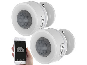 Luminea Home Control 2er-Set WLAN-Bewegungsmelder, Temperatur- & Luftfeuchtigkeits-Sensor
