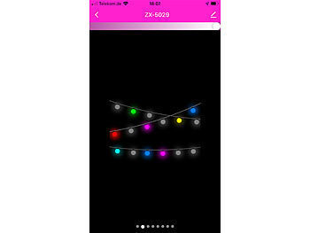 Luminea Home Control 2er RGB-LED-Lichterdraht mit Musik-Steueurung, WLAN und App, USB, 5 m