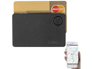 Peilsender für Brille: Callstel 4in1-Schlüsselfinder "Slim", Kreditkarten-Format, GPS-Ortung, App