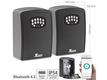Tresor: Xcase 2er Set Mini-Schlüssel-Safe mit Bluetooth und App, IP54