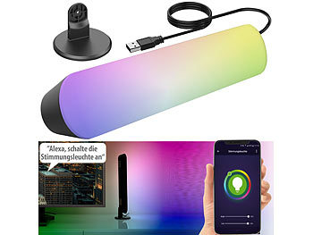 Luminea Home Control WLAN-USB-Stimmungsleuchte mit RGB+CCT-LEDs, Versandrückläufer