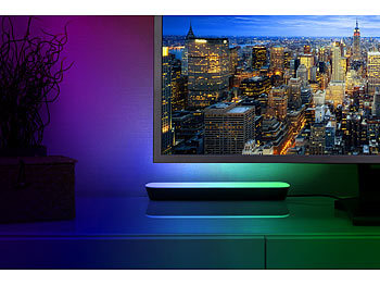 Luminea Home Control WLAN-USB-Stimmungsleuchte mit RGB+CCT-LEDs, App, 80 lm, 3,5 W, schwarz