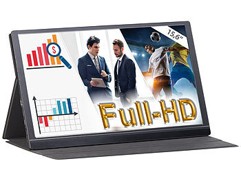 auvisio Mobiler Full-HD-IPS-Monitor, 39,6 cm (15.6"),  Versandrückläufer