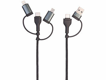Callstel 2er -6in1-Lade- & Datenkabel USB-A/C zu USB-C/Micro-USB/Lightning, 60W