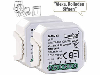 Rollosteuerung: Luminea Home Control 2er-Set WLAN-Unterputzmodule für smarte Rollladen, App & Sprachbefehl