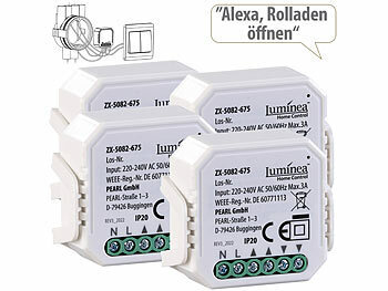 Rollo Steuerung: Luminea Home Control 4er-Set WLAN-Unterputzmodule für smarte Rollladen, App & Sprachbefehl