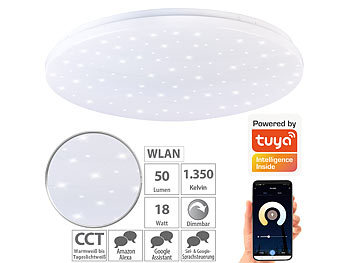 Wohnzimmer Lampe: Luminea Home Control Smarte WLAN-Sternen-Deckenleuchte mit CCT-LEDs, 36 W, 2500 lm, Ø 48 cm