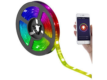 Luminea Home Control USB-RGB-LED-Streifen mit WLAN, App und Sprachsteuerung, 2 m