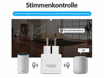 Luminea Home Control 8er-Set WLAN-Steckdosen, Apple-HomeKit-zertifiziert, mit App