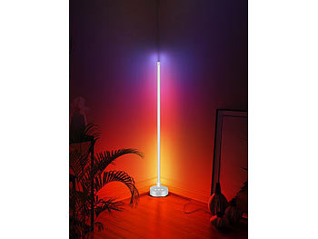 Luminea Home Control 2er-Set WLAN-Steh-/Eck-Leuchten mit RGB-CCT-IC-LEDs, 12 W, App, weiß