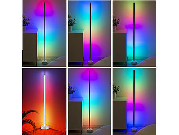 Luminea Home Control 2er-Set WLAN-Steh-/Eck-Leuchten mit RGB-CCT-IC-LEDs, 12 W, App, weiß