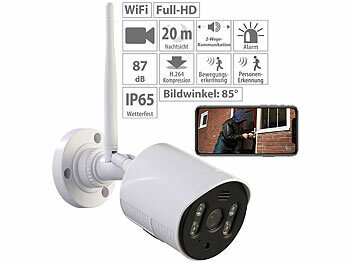 Webcam: 7links 2er-Set WLAN-IP-Kameras mit Full HD, Dual-Nachtsicht, App, LAN, IP65