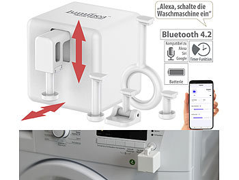 Fingerbot: Luminea Home Control Smarter Schalter-Aufsatz für Kippschalter & Taster, App, Bluetooth