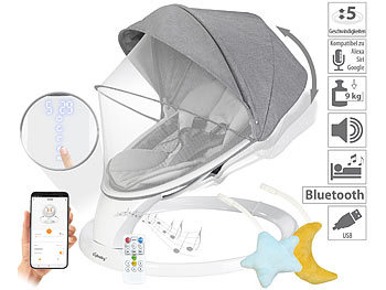 Baby Wiege: Cybaby Smarte Babywippe aus Aluminium, Bluetooth, WLAN, Touch-Tasten und App