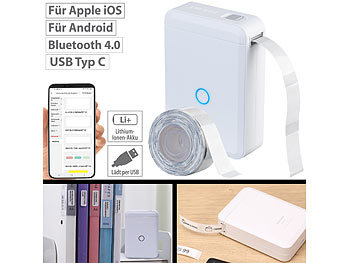 Label Printer, Bluetooth: Callstel Mobiler Akku-Thermo-Labeldrucker, Android & iOS, Bluetooth, App