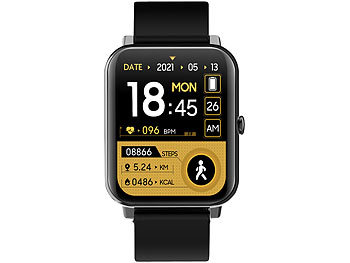 newgen medicals ELESION-kompatible Fitness-Smartwatch, Bluetooth, App, Metall, IP67