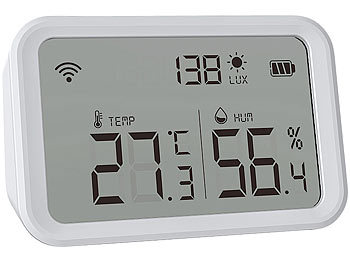 Luminea Home Control 3in1-WLAN-Sensor für Temperatur, Luftfeuchtigkeit, Versandrückläufer