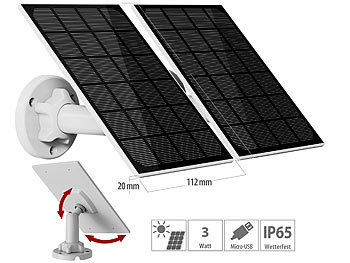 Solarpanels für Kamera: revolt 2er-Set Universal-Solarpanel für Akku-IP-Kameras, 3W, IP65