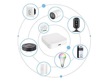 Luminea Home Control 4x Smarter ZigBeeBodenFeuchtigkeits&Temperatursensor & Zigbee Gateway