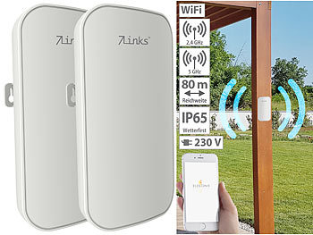 Outdoor WiFi: 7links 2er-Set Outdoor-WLAN-Repeater mit 1.200 Mbit/s, für 2,4 & 5 GHz, App