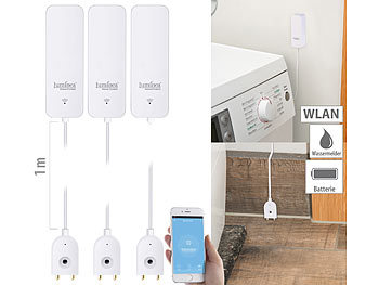 Wasserwarner: Luminea Home Control 3er-Set ZigBee-Wassermelder, ext. Sensor, 2 J. Batterielaufzeit, App