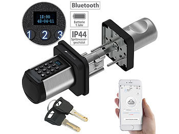 Sicherheitsschloss: VisorTech Elektronischer Tür-Schließzylinder, Code, 2 Schlüssel, Bluetooth, IP44