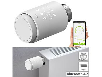 Thermostat Heizung, Bluetooth: revolt Programmierbares Heizkörper-Thermostat mit Bluetooth, App, LED-Display