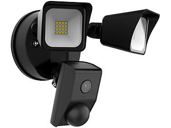 VisorTech 2K-Kamera mit 2 LED-Strahlern, 2.400lm, Sirene, Nachtsicht, WLAN, App