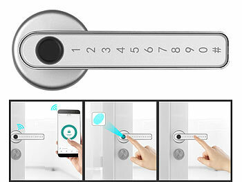 VisorTech Smarter Sicherheits-Türbeschlag mit Finger-Scanner, PIN & App, silber