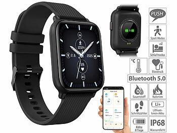Fitness-Smartwatch, Elesion-kompatibel, & App, Bluetooth: newgen medicals ELESION-kompatible Fitness-Smartwatch, Szenen-Steuerung,Bluetooth,IP68
