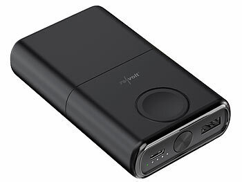 revolt 3in1-Wireless-Powerbank für iPhone & AppleWatch, USB-C PD, 10Ah, 22,5W