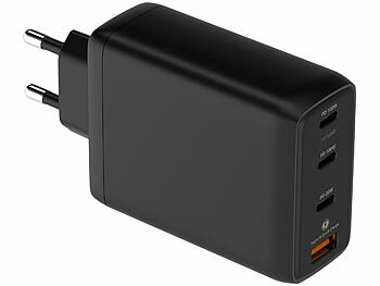 revolt 120W PD USB 4 Ports Netzteil Ladegerät, schwarz + 100W USB-C Ladekabel