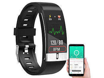 Fitnessarmband: newgen medicals Fitness-Armband mit EKG-, Herzfrequenz- & SpO2-Anzeige, IP67