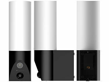 VisorTech 2er-Set LED-Außenwandleuchten & WLAN-2K-Kamera, PIR, Nachtsicht, App