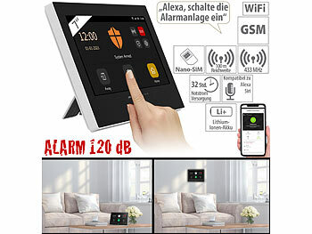Alarm: VisorTech WLAN-/4G-Alarmanlage, IPS-Touch-Display, App, Sirene, für 200 Sensoren