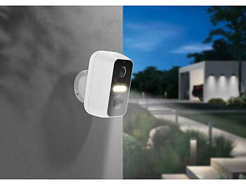 VisorTech Akku-Outdoor-IP-Überwachungskamera mit Solarpanel, 2K-Auflösung