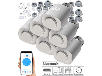 Heizkörperregler: revolt 6er-Set programmierbare Heizkörper-Thermostate mit Bluetooth und App