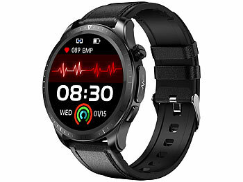 newgen medicals Fitness-Smartwatch, EKG-, Herzfrequenz- & SpO2-Anzeige, App, IP67