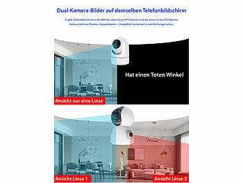 7links Dual-Linsen-WLAN-Kamera, je Full HD, Farb-Nachtsicht, Tracking, Sirene