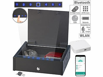 Tresor Safe: Xcase Tresor mit biometrischer Fingerabdruckerkennung, WLAN-Gateway und App