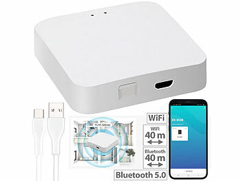 WLAN-Gateway App: Luminea Home Control WLAN-Gateway mit Bluetooth-Mesh für ELESION- und Smart-Life-Geräte