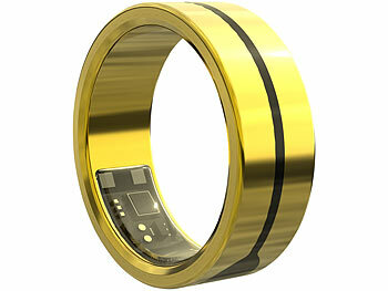 newgen medicals Fitnesstracker-Ring, Herzfrequenz- & SpO2-Anzeige, 2 mm, gold, Gr. 63