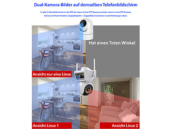7links 4er Dual-Linsen-WLAN-Pan-Tilt-IP-Kamera, Full HD, Farb-Nachtsicht,IP66