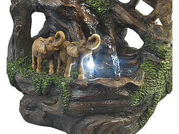 infactory Beleuchteter Zimmerbrunnen "Elefanten" mit LED und Pumpe