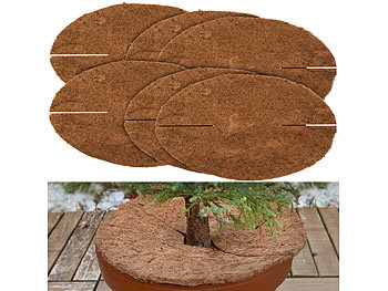 Kokosmatten für Pflanzen: Royal Gardineer 6er-Set runde Frostschutz-Kokosmatten für Topfpflanzen, Ø 38 cm