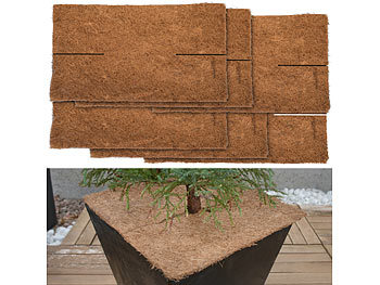 Pflanze-Winter-Abdeckung: Royal Gardineer 6er-Set eckige Frostschutz-Kokosmatten für Topfpflanzen, 38 x 38 cm
