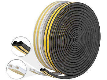 Gummi Dichtungsband wasserdicht: AGT 2er-Set Profil-Dichtungsbänder, 4x 8 m, selbstklebend, weiß & schwarz