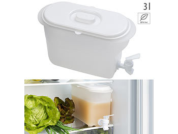 Getraenkespender: Rosenstein & Söhne Getränkebehälter für Kühlschrank mit Zapfhahn, BPA-frei, 3 Liter